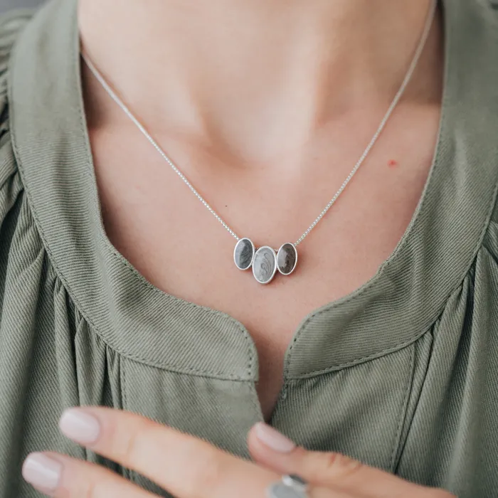 Necklaces closebymejewelry Triple Oval Cremation Necklace in Sterling Silver