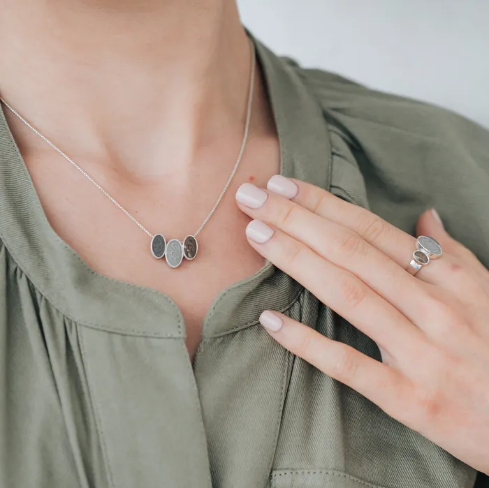 Necklaces closebymejewelry Triple Oval Cremation Necklace in Sterling Silver