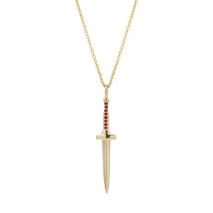 Necklaces DRU Ruby Dagger Small Pendant Necklace