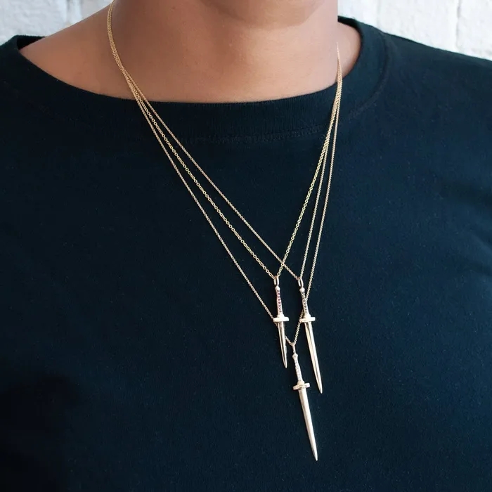 Necklaces DRU Ruby Dagger Small Pendant Necklace