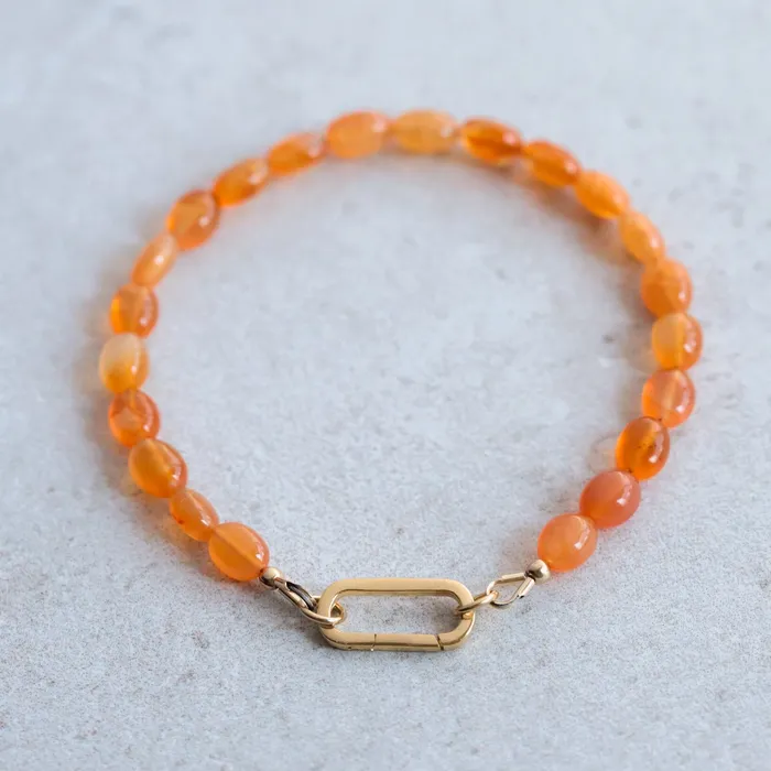 Necklaces Earthly Abundance Carnelian heart carabiner