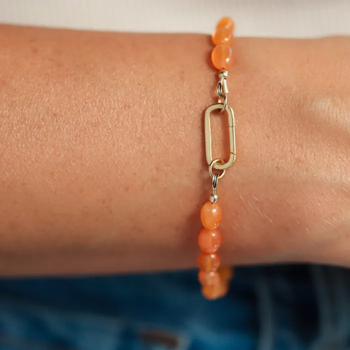 Necklaces Earthly Abundance Carnelian heart carabiner
