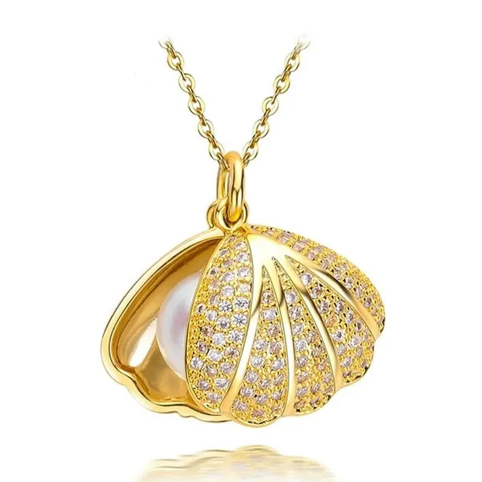 Necklaces FENASY Womens Fine Fashion Golden Shell Genuine Pearl Necklace Jewelry Divine Inspiration Styles
