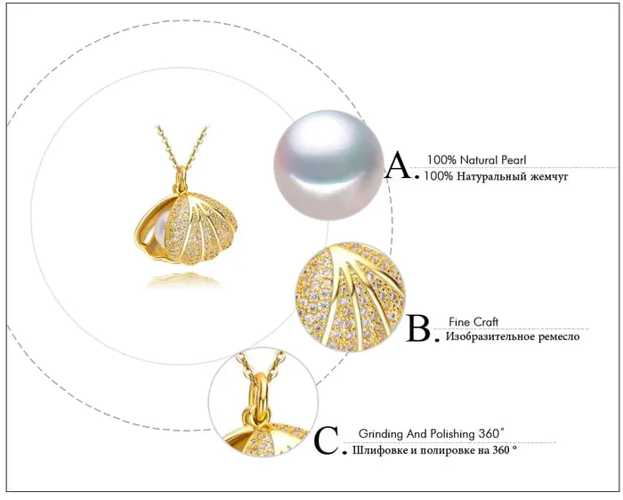 Necklaces FENASY Womens Fine Fashion Golden Shell Genuine Pearl Necklace Jewelry Divine Inspiration Styles
