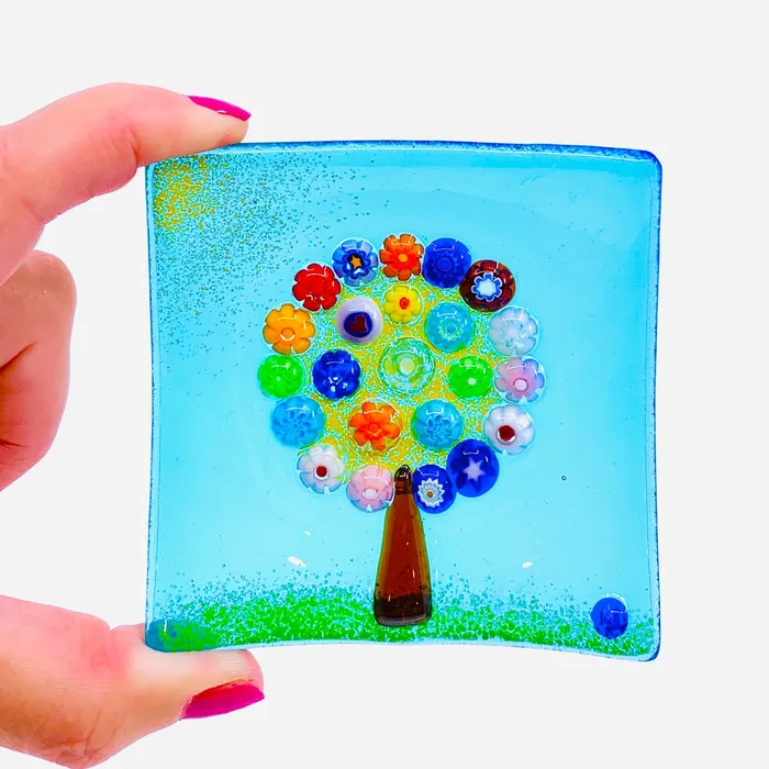Necklaces Gage Inc LLP Tree of Life Murano Plate Turquoise