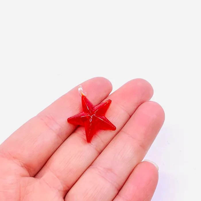  Necklaces Glass Red Star Pendant 367