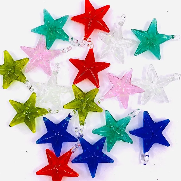  Necklaces Glass Red Star Pendant 367