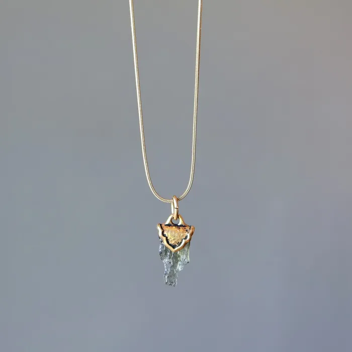 Necklaces Satin Crystals Moldavite Necklace God and Goddess Gemstone Gilded Gold