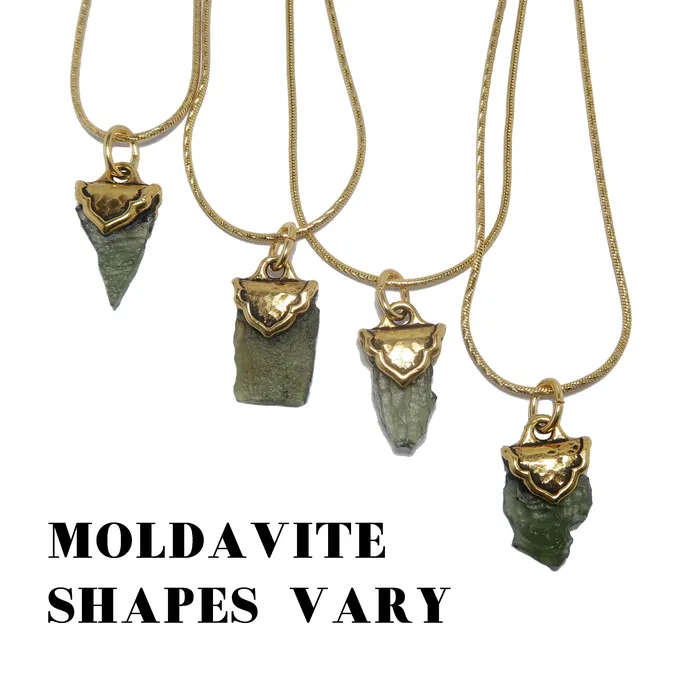 Necklaces Satin Crystals Moldavite Necklace God and Goddess Gemstone Gilded Gold