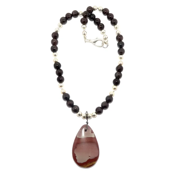 Necklaces Satin Crystals Mookaite Jasper Necklace Luscious Garnet Gunmetal