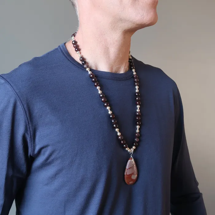 Necklaces Satin Crystals Mookaite Jasper Necklace Luscious Garnet Gunmetal