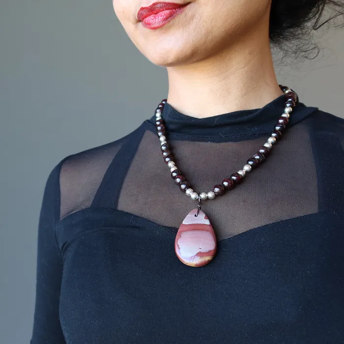 Necklaces Satin Crystals Mookaite Jasper Necklace Luscious Garnet Gunmetal
