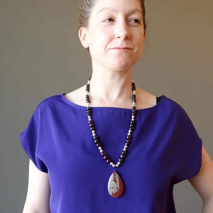 Necklaces Satin Crystals Mookaite Jasper Necklace Luscious Garnet Gunmetal