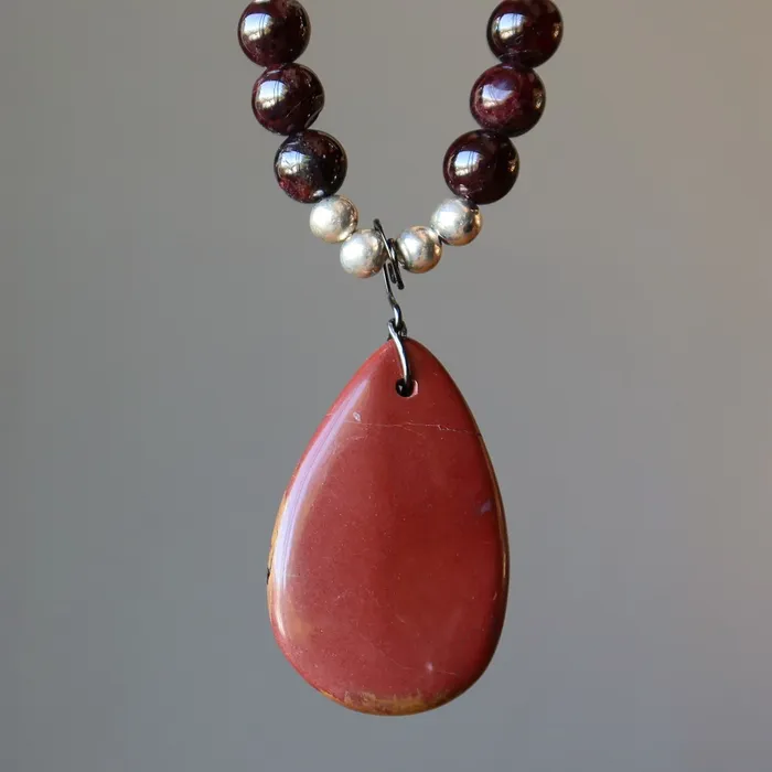 Necklaces Satin Crystals Mookaite Jasper Necklace Luscious Garnet Gunmetal