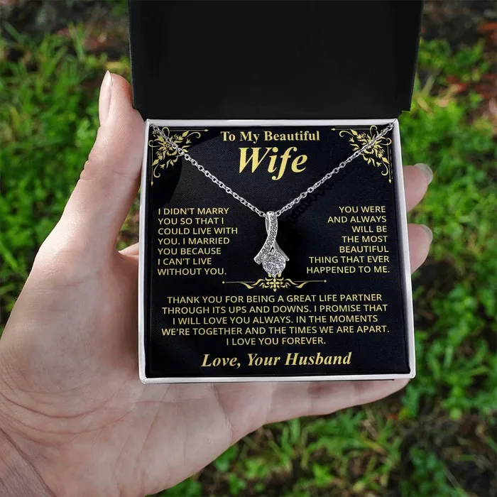 Necklaces ShineOn Fulfillment To My Beautiful Wife Love Your Husband Message Card Necklace