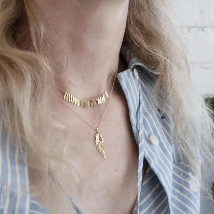 Necklaces Sia Taylor Golden Leaf Cluster Necklace
