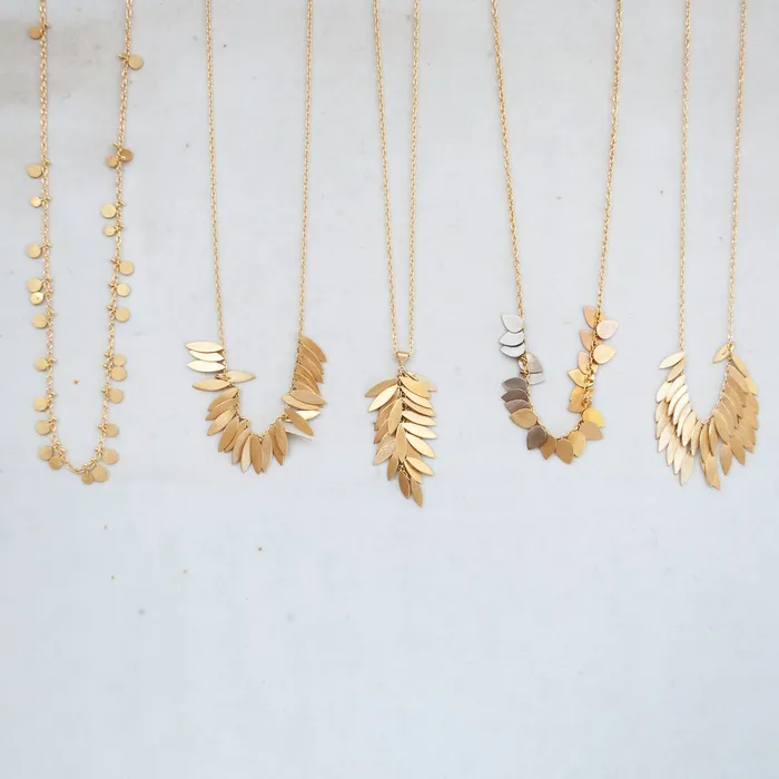 Necklaces Sia Taylor Golden Leaf Cluster Necklace
