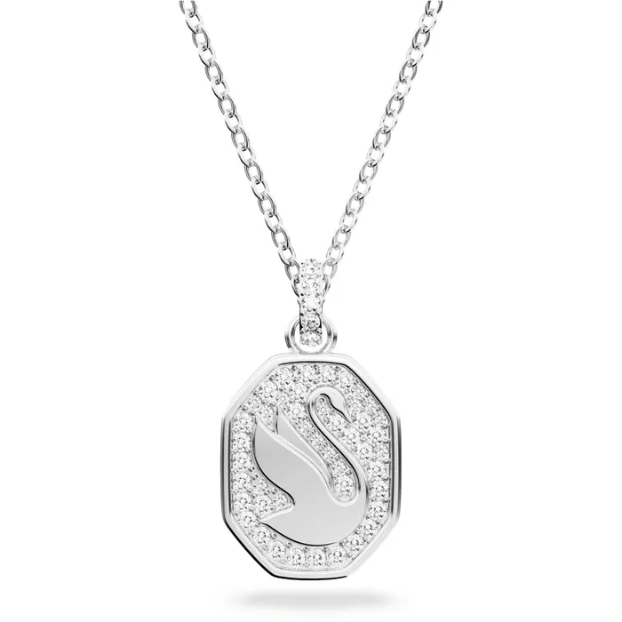 Necklaces Swarovski Swarovski Womens Pendant Necklace Signum Swan Rhodium Plated Long 5621098