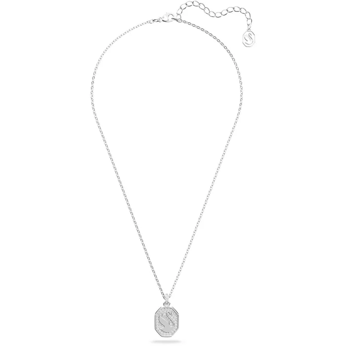 Necklaces Swarovski Swarovski Womens Pendant Necklace Signum Swan Rhodium Plated Long 5621098