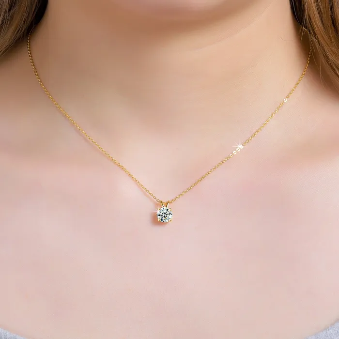 Necklaces VVS Jewelry VVS 925 Sterling Silver Moissanite Solitaire Pendant Necklace