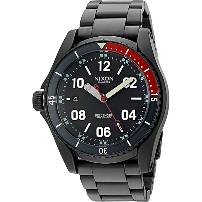 NIXON Bracelets Nixon Mens Left Hand Watch Descender Red and Black Bezel Bracelet A9591320