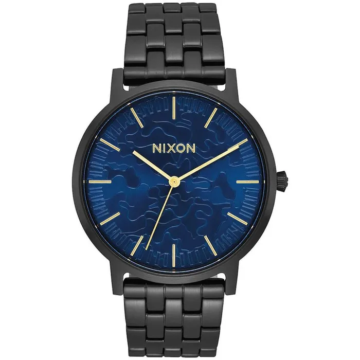 Nixon Bracelets Nixon Mens Quartz Watch Porter Blue Dial Black Bracelet A10572734