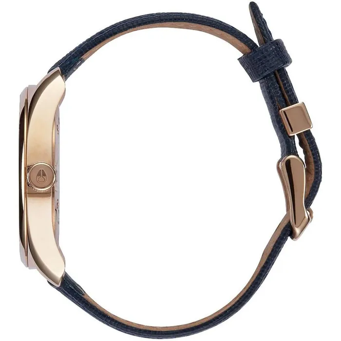 NIXON Watches Nixon Womens Watch Bullet Rose Gold Case White Dial Blue Leather Strap A4732160