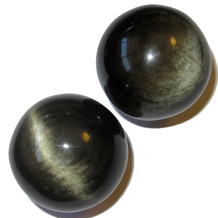 Obsidian Ball Gold Glitter Dust Sheen Crystal Protective Stone Sphere Satin Crystals Earrings