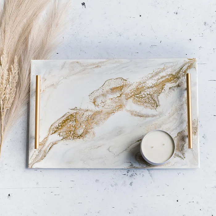 PreStyled Sets Lynn Liana Lynn Liana 12x18 Acrylic Tray Gold Quartz