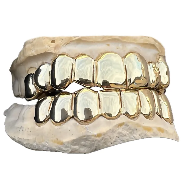 Real Solid 10K Gold or 14K Gold Teeth Permanent Cuts Perm Custom Grillz Bling Cartel PreStyled Sets