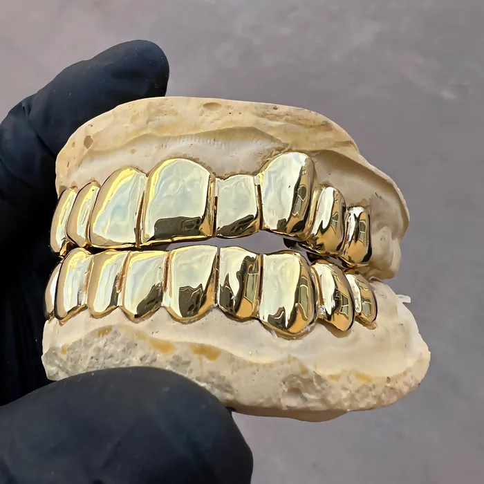 Real Solid 10K Gold or 14K Gold Teeth Permanent Cuts Perm Custom Grillz Bling Cartel PreStyled Sets
