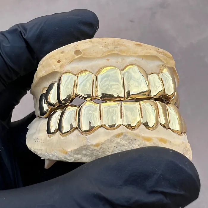 Real Solid 10K Gold or 14K Gold Teeth Permanent Cuts Perm Custom Grillz Bling Cartel PreStyled Sets