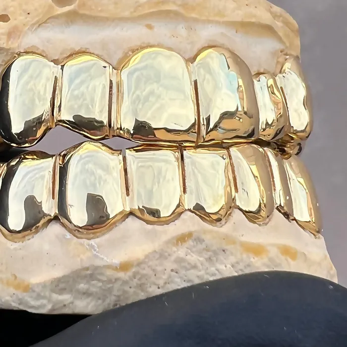 Real Solid 10K Gold or 14K Gold Teeth Permanent Cuts Perm Custom Grillz Bling Cartel PreStyled Sets
