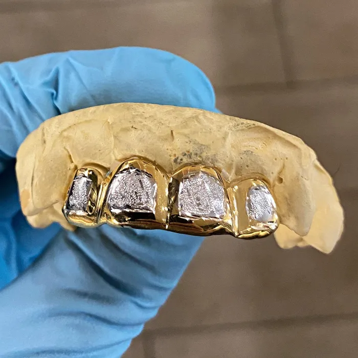 Real Solid 14K Gold TwoTone DiamondDust Custom Grillz Bling Cartel Admin Rings