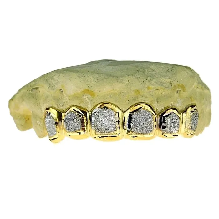 Real Solid 14K Gold TwoTone DiamondDust Custom Grillz Bling Cartel Admin Rings