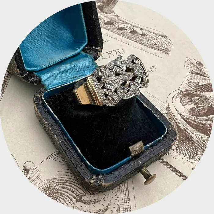 Retro RoseCut Diamond Tank Ring 21stfinds Rings