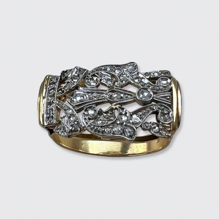 Retro RoseCut Diamond Tank Ring 21stfinds Rings