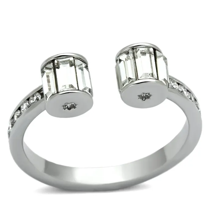 Rings 3W526 Rhodium Brass Ring with Top Grade Crystal in Clear Alamode