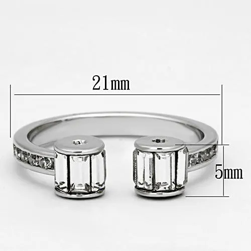 Rings 3W526 Rhodium Brass Ring with Top Grade Crystal in Clear Alamode