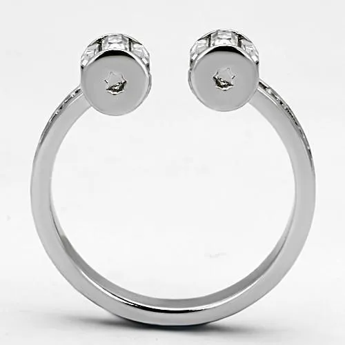 Rings 3W526 Rhodium Brass Ring with Top Grade Crystal in Clear Alamode