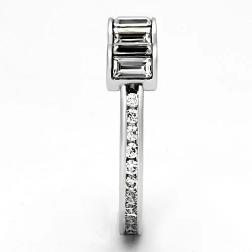 Rings 3W526 Rhodium Brass Ring with Top Grade Crystal in Clear Alamode