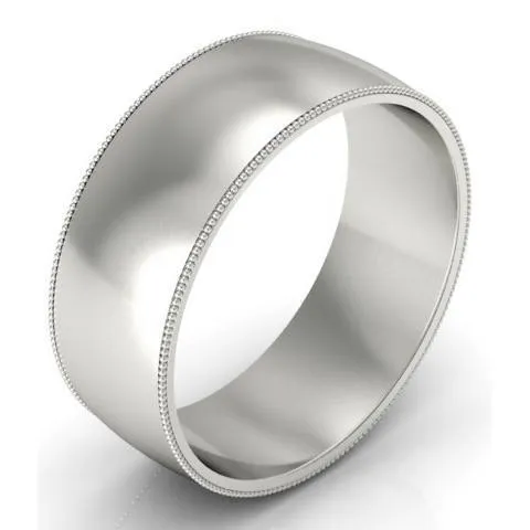 Rings 8mm Milgrain Wedding Band in 18k deBebians