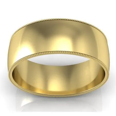 Rings 8mm Milgrain Wedding Band in 18k deBebians