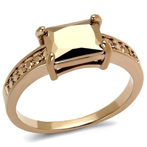 Rings Alamode 3W1197 IP Rose GoldIon Plating Brass Ring with AAA Grade CZ in Metallic Light Gold