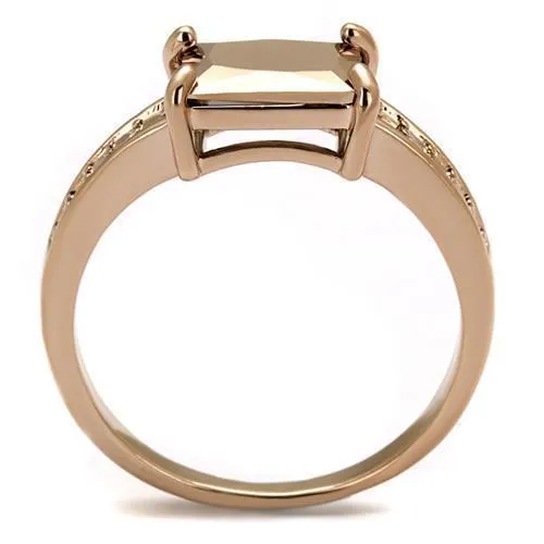 Rings Alamode 3W1197 IP Rose GoldIon Plating Brass Ring with AAA Grade CZ in Metallic Light Gold