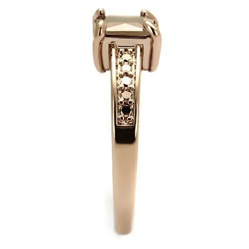 Rings Alamode 3W1197 IP Rose GoldIon Plating Brass Ring with AAA Grade CZ in Metallic Light Gold