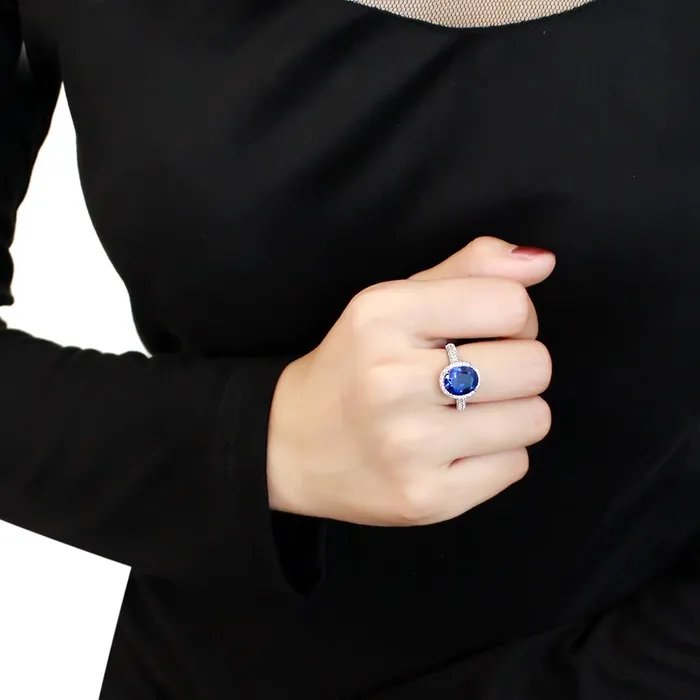Rings Alamode 3W1516 Rhodium Brass Ring with Synthetic in Montana
