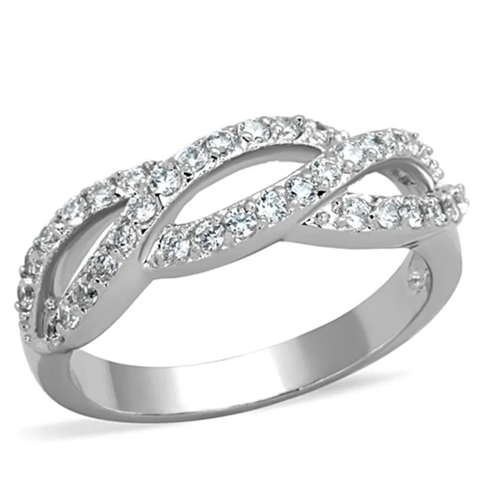 Rings Alamode 3W809 Rhodium Brass Ring with AAA Grade CZ in Clear