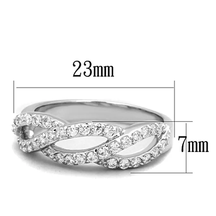 Rings Alamode 3W809 Rhodium Brass Ring with AAA Grade CZ in Clear