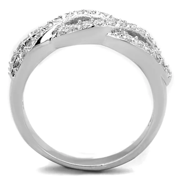 Rings Alamode 3W809 Rhodium Brass Ring with AAA Grade CZ in Clear
